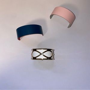 Les Georgettes Womens Gold Tone Finish Reversible Leather Cuff France Costume